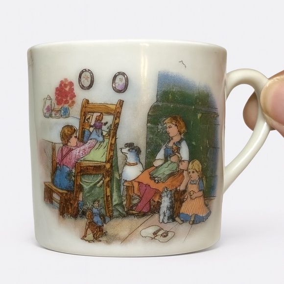 NORMAN ROCKWELL White Porcelain Illustrated Demitasse Espresso Mug Vintage Small - Picture 1 of 7